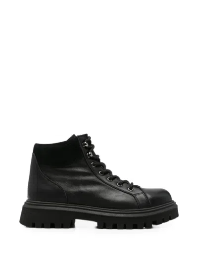 Sergio Moretti Firenze Lace-up Chunky-sole Boots In Black