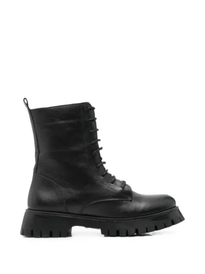 Sergio Moretti Firenze Lace-up Combat Boots In Black