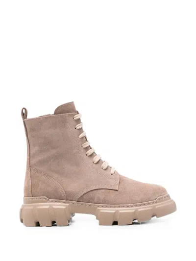 Sergio Moretti Firenze Lace-up Combat Boots In Neutral