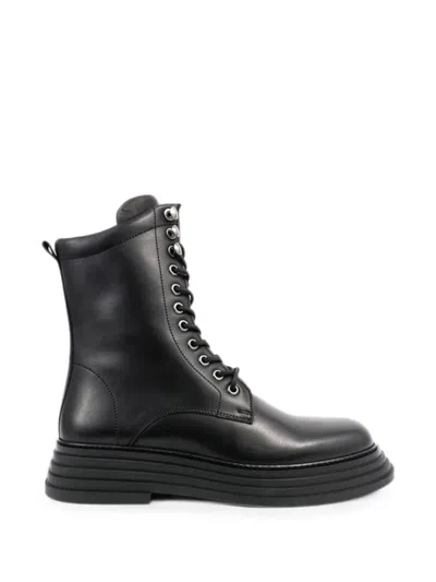 Sergio Moretti Firenze Lace-up Leather Ankle Boots In Black