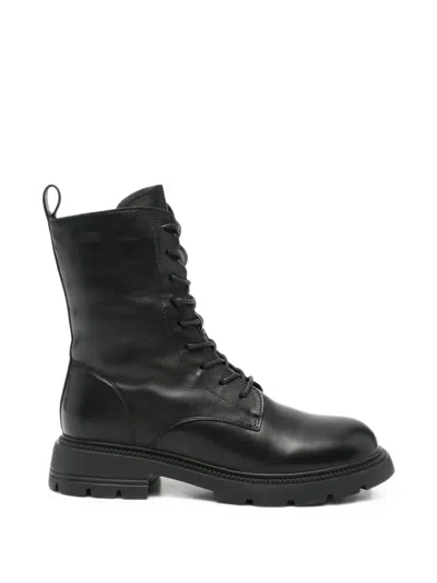 Sergio Moretti Firenze Lace-up Leather Ankle Boots In Black