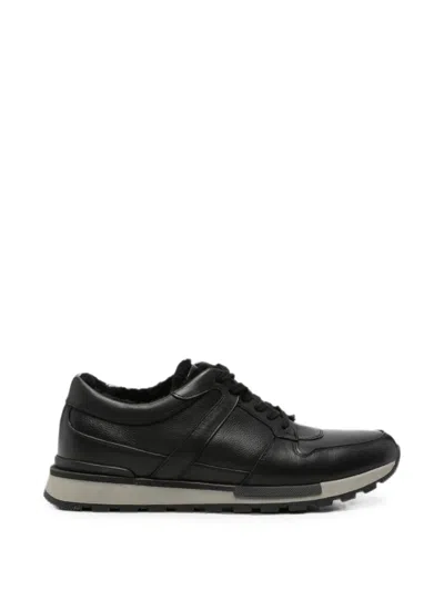 Sergio Moretti Firenze Lace-up Leather Sneakers In Black