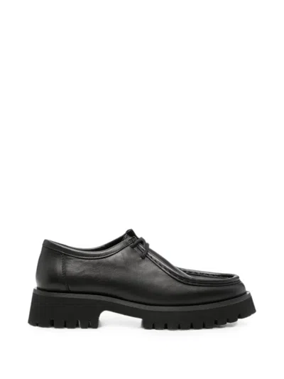 Sergio Moretti Firenze Lace-up Lug-sole Loafers In Black