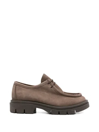 Sergio Moretti Firenze Lace-up Ridged-sole Loafers In Brown