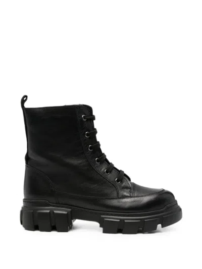 Sergio Moretti Firenze Lace-up Round-toe Boots In Black