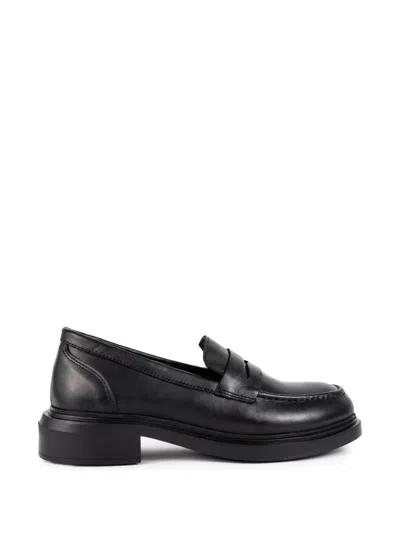 Sergio Moretti Firenze Leather Penny Loafers In Black