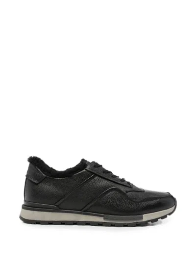Sergio Moretti Firenze Leather Sneakers In Black