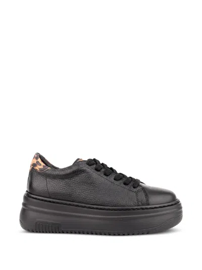 Sergio Moretti Firenze Leopard-print Platform Sneakers In Black