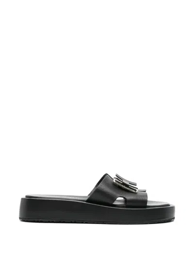 Sergio Moretti Firenze Logo-plaque Platform Sandals In Black