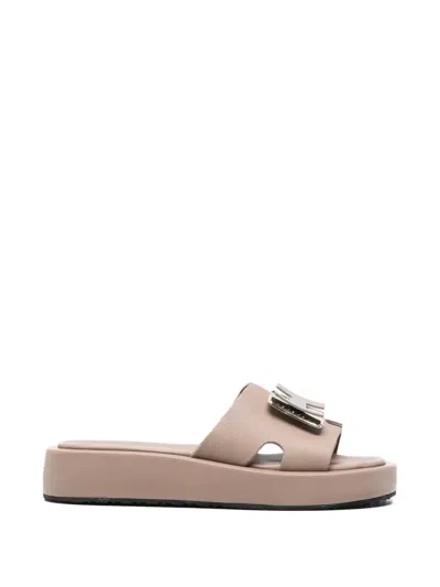 Sergio Moretti Firenze Logo-plaque Platform Sandals In Neutral