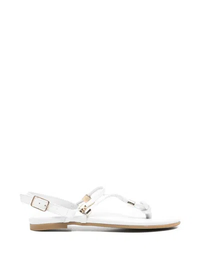 Sergio Moretti Firenze Logo-plaque T-bar Sandals In White