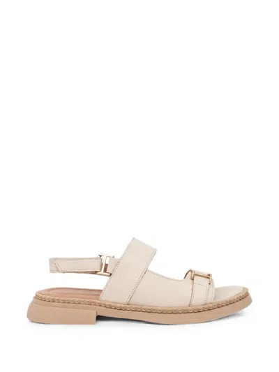 Sergio Moretti Firenze Logo-plaque Touch-strap Sandals In Neutral