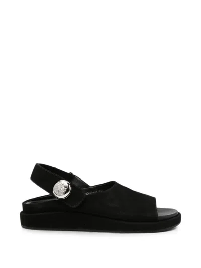 Sergio Moretti Firenze Logo-plaque Touch-strap Sandals In Black