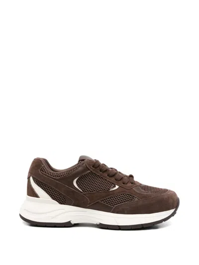 Sergio Moretti Firenze Mesh-panel Sneakers In Brown