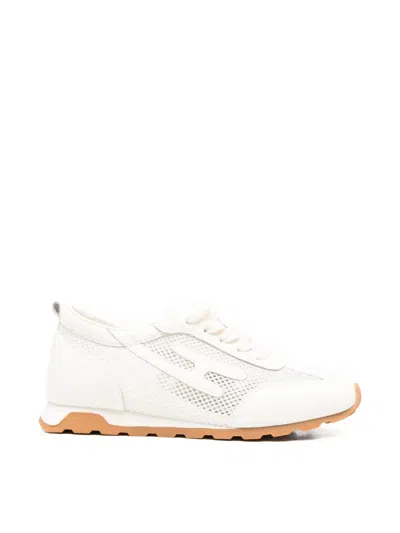 Sergio Moretti Firenze Mesh-panelled Lace-up Sneakers In White