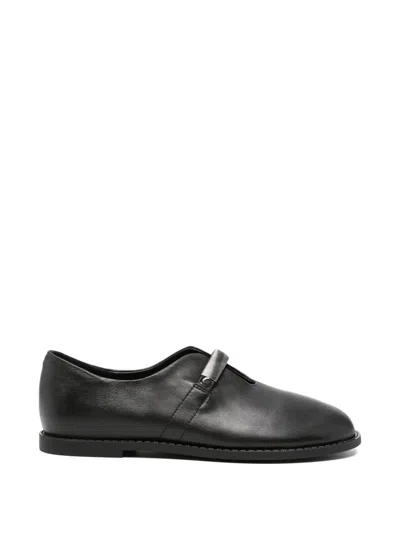 Sergio Moretti Firenze Metal-bar Leather Loafers In Black