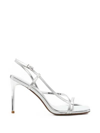 Sergio Moretti Firenze Metallic-effect Strappy Sandals In Gray