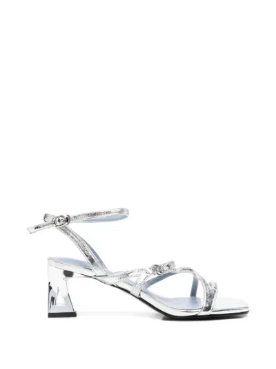 Sergio Moretti Firenze Metallic-effect Strappy Sandals In Silver