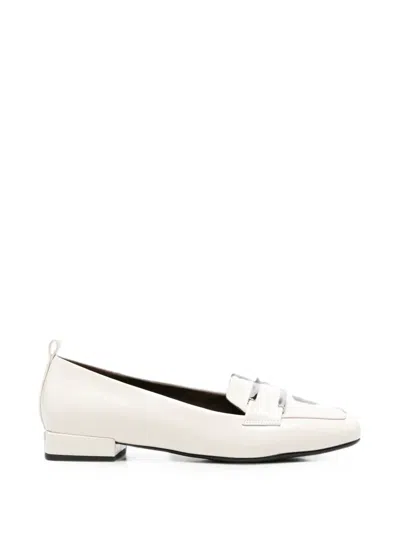 Sergio Moretti Firenze Metal-plaque Square-toe Loafers In Neutral
