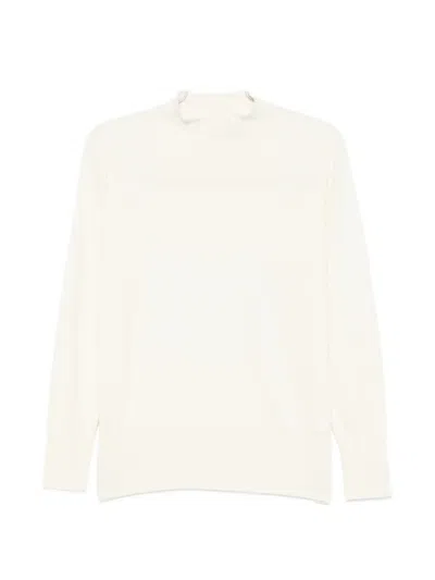 Sergio Moretti Firenze Mock-neck Ribbed-trim Sweater In White