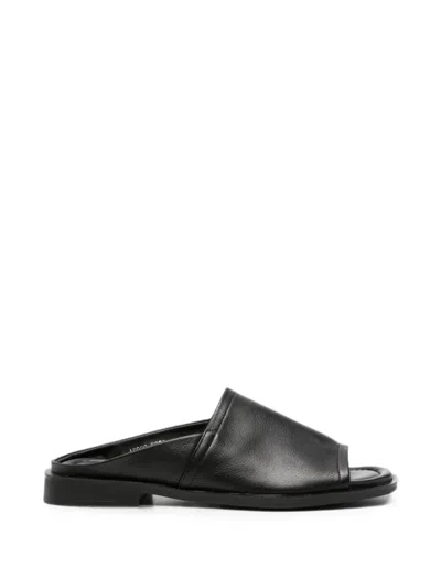 Sergio Moretti Firenze Open-toe Leather Sandals In Black