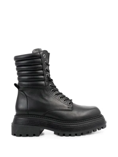 Sergio Moretti Firenze Padded-collar Lace-up Ankle Boots In Black