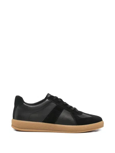 Sergio Moretti Firenze Panelled Leather Sneakers In Black