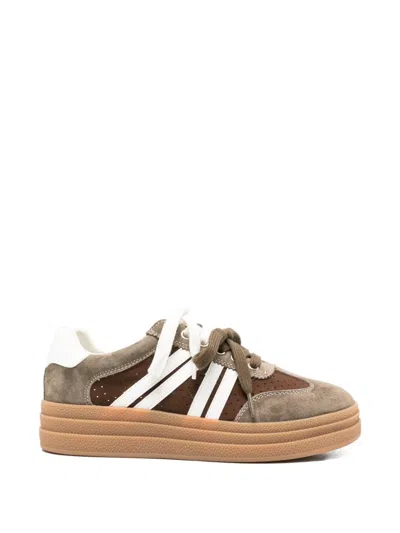Sergio Moretti Firenze Panelled Platform Sneakers In Brown