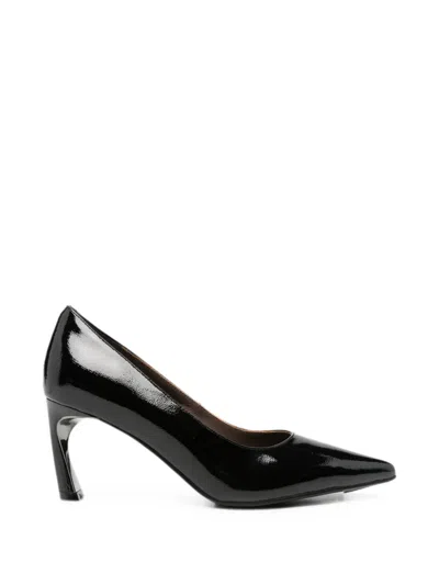 Sergio Moretti Firenze Patent-finish Pointed-toe Pumps In Black