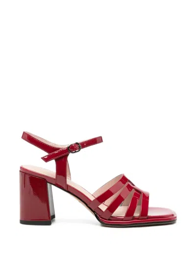 Sergio Moretti Firenze Patent-finish Strappy Sandals In Red