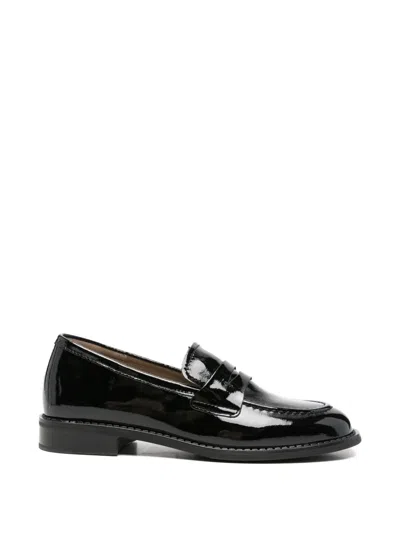 Sergio Moretti Firenze Patent-leather Penny Loafers In Black