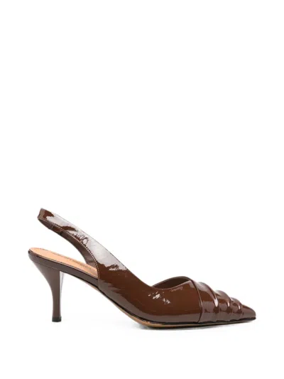 Sergio Moretti Firenze Patent-leather Slingback Pumps In Blue