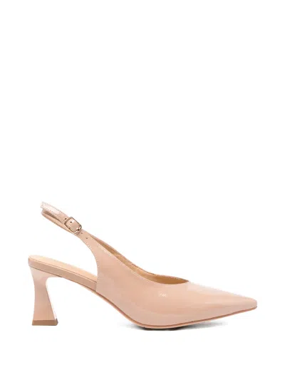 Sergio Moretti Firenze Patent-leather Slingback Pumps In Neutral