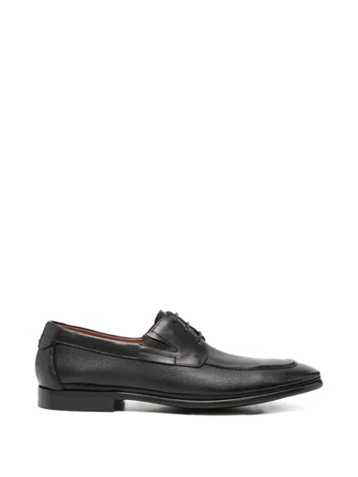 Sergio Moretti Firenze Pebbled Leather Lace-up Oxford Shoes In Black