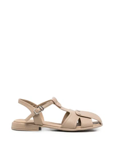 Sergio Moretti Firenze Pebbled Leather Sandals In Neutral