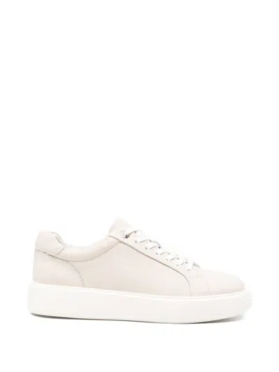 Sergio Moretti Firenze Pebbled Leather Sneakers In Gray