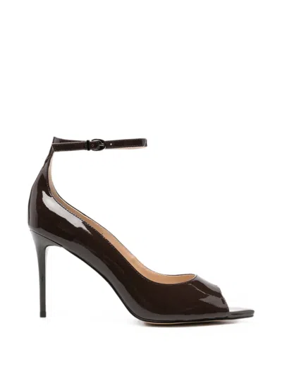 Sergio Moretti Firenze Peep-toe Ankle-strap Pumps In Brown