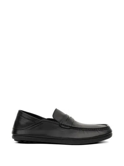 Sergio Moretti Firenze Penny-slot Leather Loafers In Black