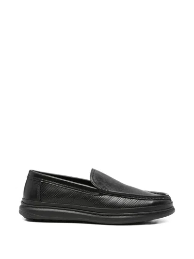 Sergio Moretti Firenze Perforated Leather Loafers In Black