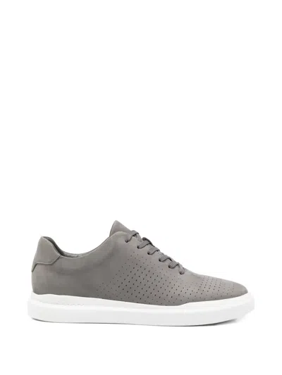 Sergio Moretti Firenze Perforated Leather Sneakers In Gray