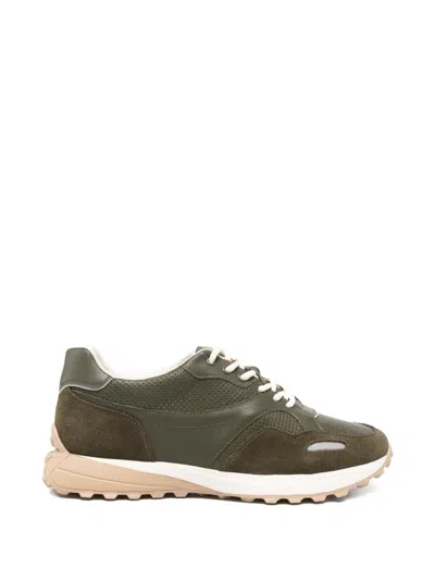 Sergio Moretti Firenze Perforated Panelled Sneakers In Green