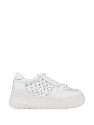 Sergio Moretti Firenze Perforated Platform Sneakers In White