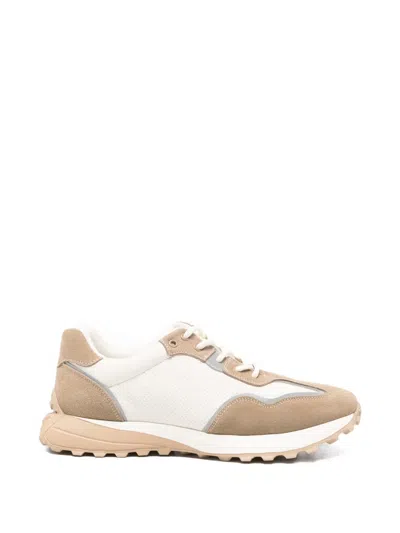 Sergio Moretti Firenze Perforated Suede-panelled Sneakers In Neutral