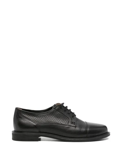 Sergio Moretti Firenze Perforated-detail Derby Shoes In Black