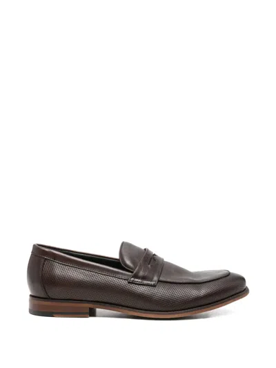 Sergio Moretti Firenze Perforated-detail Leather Loafers In Black