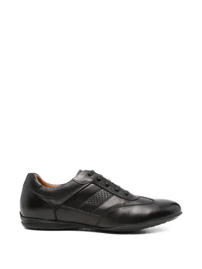 Sergio Moretti Firenze Perforated-detail Leather Sneakers In Black