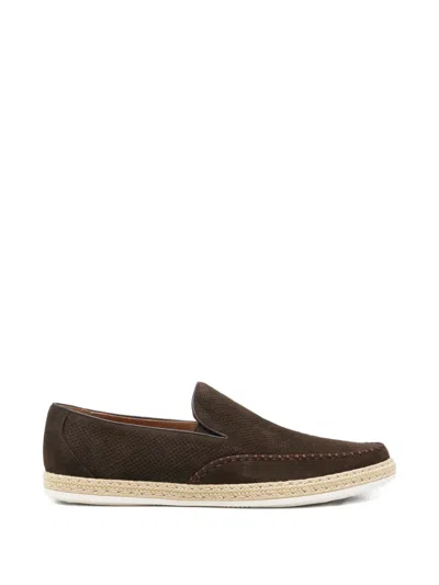 Sergio Moretti Firenze Perforated-suede Loafers In Brown