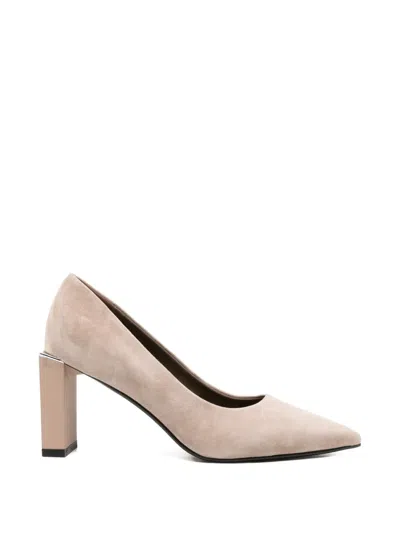 Sergio Moretti Firenze Pointed-toe Block-heel Pumps In Neutral