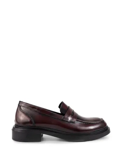 Sergio Moretti Firenze Polished Leather Loafers In Burgundy