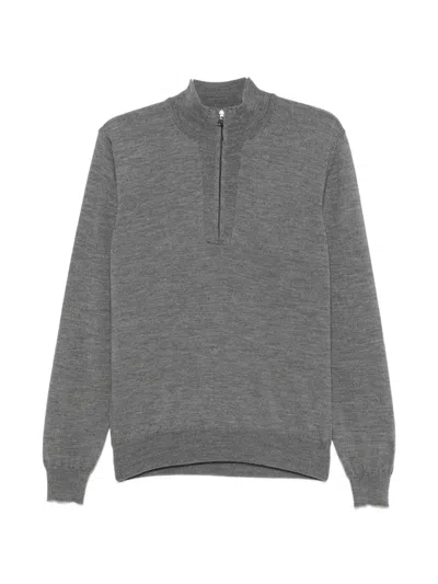 Sergio Moretti Firenze Quarter-zip Long-sleeve Polo Shirt In Gray